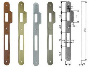 5pz contropiastra con aletta per serratura patent a bussola bordo tondo - acciaio cromato satinato (b.00590.11.34) fer204071