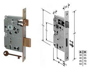 2pz serratura a bussola ridotta da infilare bordo quadro bronzato - mm.40 bordo acciaio bronzato (b.00572.40.02) fer204149