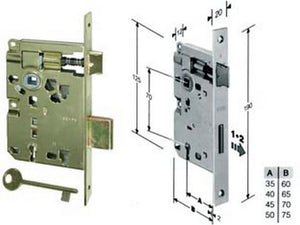 2pz serratura a bussola ridotta da infilare bordo quadro ottonato - mm.45 bordo acc.ottonato verniciato (572.45.03) fer204194