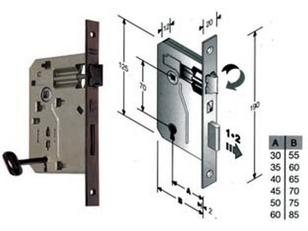 serratura a bussola ridotta da infilare bordo quadro bronzato - mm.35 bordo acciaio bronzato fer204675