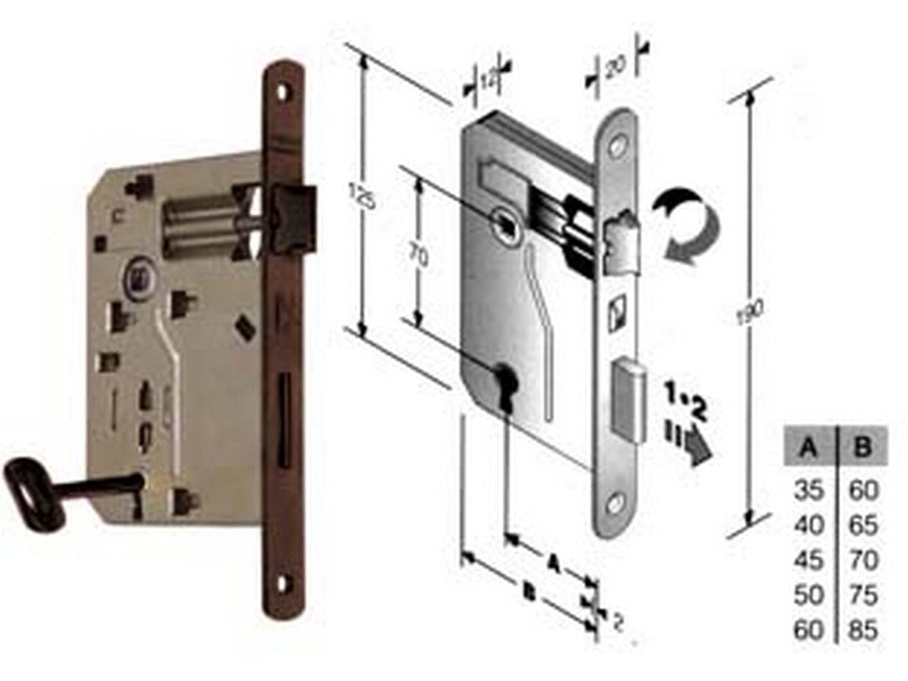 serratura a bussola ridotta da infilare bordo tondo bronzato - mm.45 bordo acciaio bronzato cod:ferx.fer204743