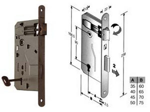 serratura a bussola da infilare bordo tondo bronzato - mm.40 bordo acciaio bronzato fer204835