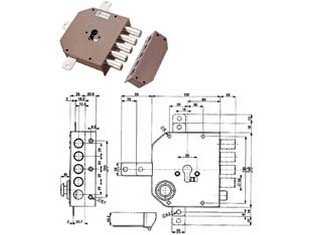 serratura quintuplice applicare senza scrocco cilindro europeo 38640 - mm.60 sx (38640vs00j) fer211963