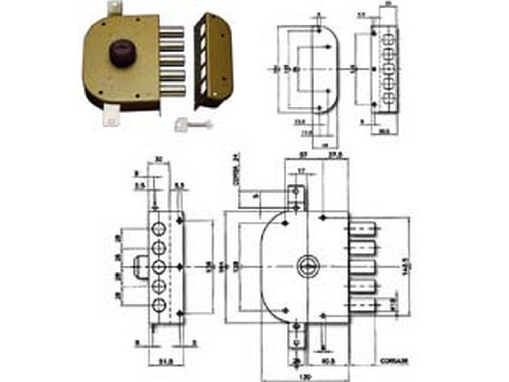 serratura triplice da applicare senza scrocco a pompa 3200 - mm.60 sx (3200c-52) fer214100