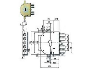 serratura triplice da applicare con scrocco cilindro eu. blindate 2155pen - mm.60 dx (2155pen-01) fer214308