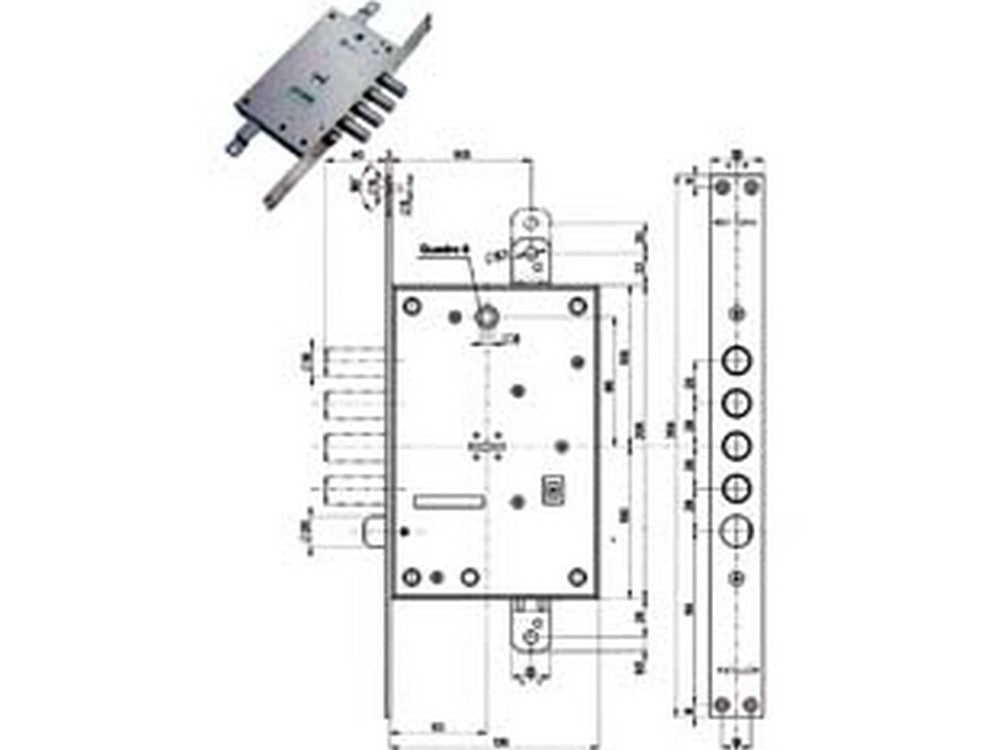 serratura triplice infilare con scrocco doppia mappa blindate 52771/28 - mm.63 dx (52771ml28 36) fer214513