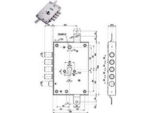 serratura triplice applicare con scrocco cilindro eur. blindate 85571/28 - mm.63 dx (85571d28n) fer214599