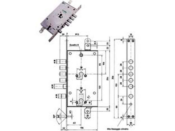 serratura triplice infilare multifunzione scrocco cilindro eur. blindate 85795 - mm.63 dx (85795d) cod:ferx.fer214650