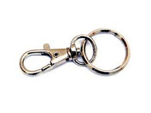 50pz moschettoni piccoli a scatto con anello girevole in acciaio nichelato - mm.45 cod:ferx.fer218665