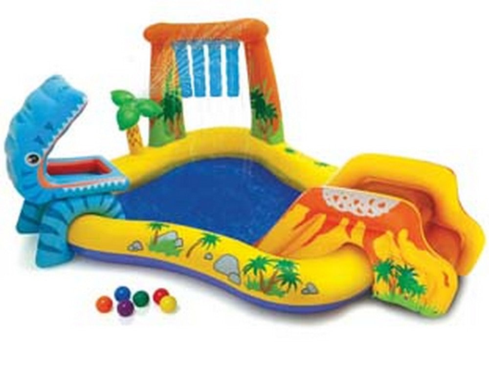 piscina gonfiabile rettangolare "gioco dinosauro" +3 anni - cm.249x191x109h. - peso kg.5,20 (57444) fer220002