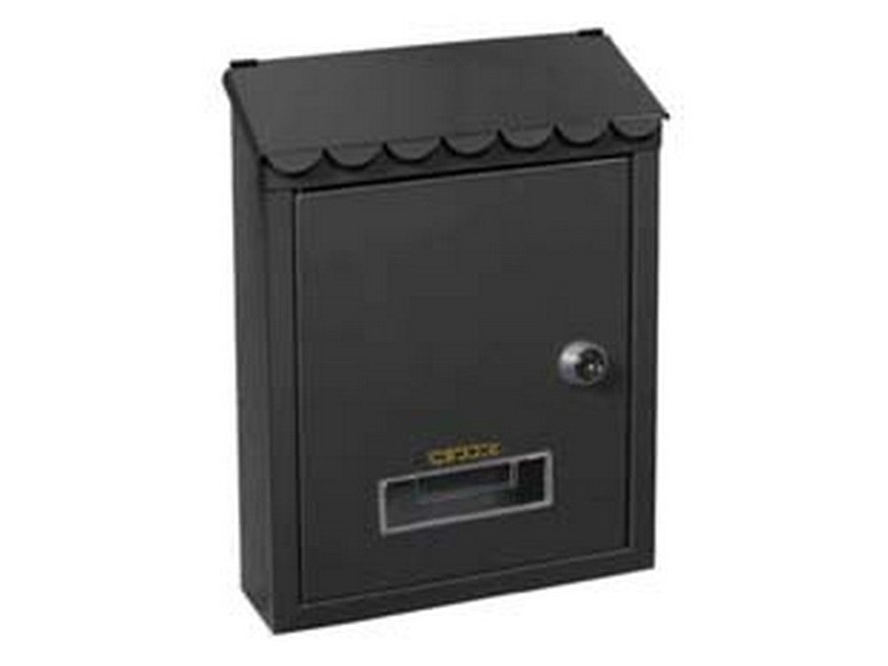 cassetta postale media con tetto e chiave a cilindro nera - cm.21x7x30h. - colore nero fer229562