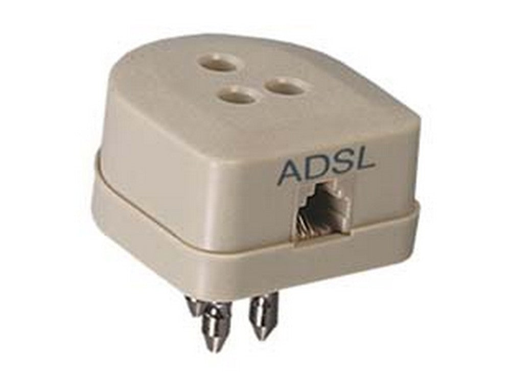 presa/spina duplicatore tripolare con presa plug 6/2 c. per linea adsl - art.22385 fer232654