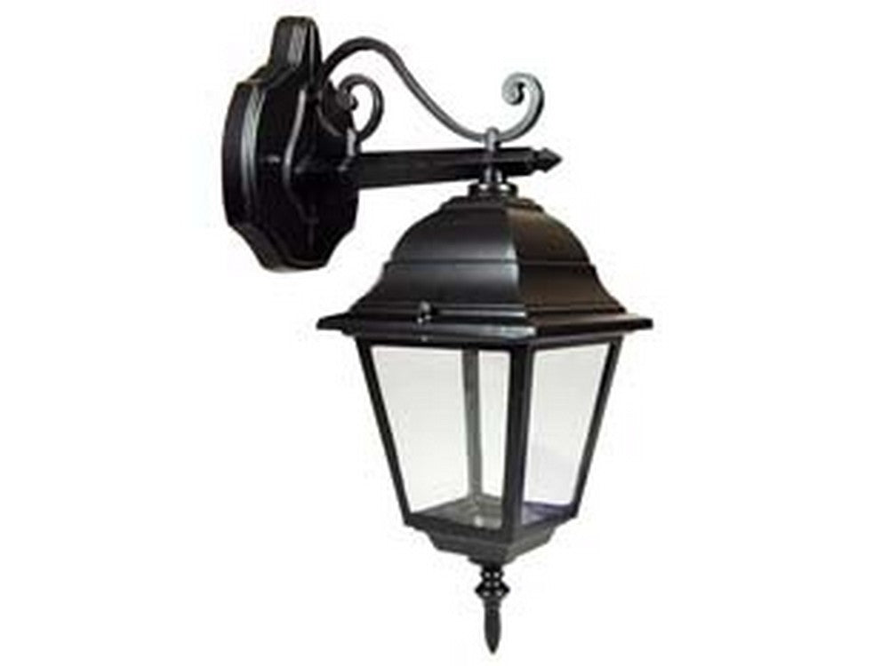 lanterna con braccio superiore lavorato modello new york - 60w ip44 mm.192x370h. colore nero fer234313