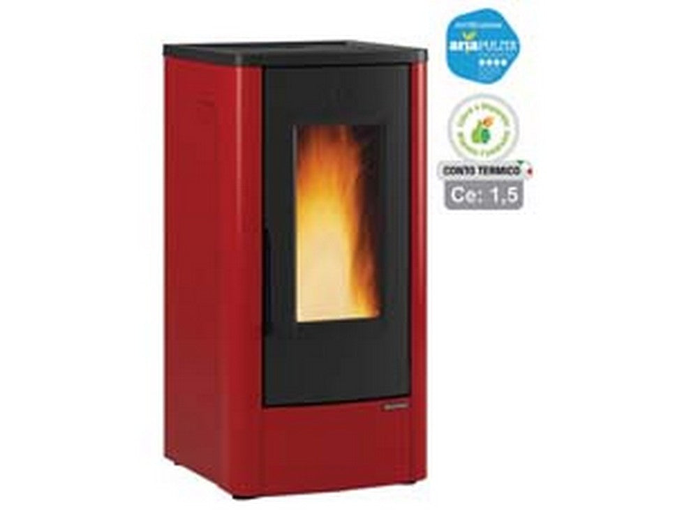 stufa a pellet dahiana 10 kw bordeaux (conto termico) - misure cm.52,5x60,2x108,0h. - peso kg.157 fer236409