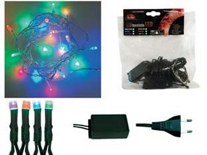 1blister lucciole a led multicolor luce fissa per interno - 50 led - mt.1,9 + 7,4 fer243834