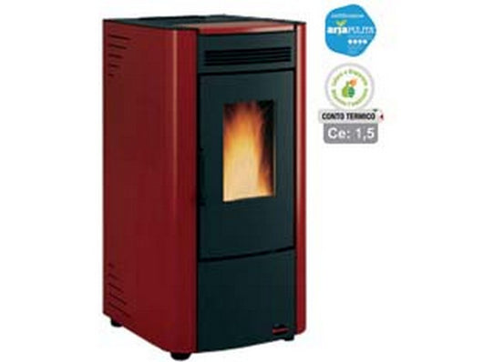 stufa a pellet ketty evo 2.0 6,5 kw bordeaux (conto termico) - misure cm.45,6x47,9x88,4h. - peso kg.77 fer258005