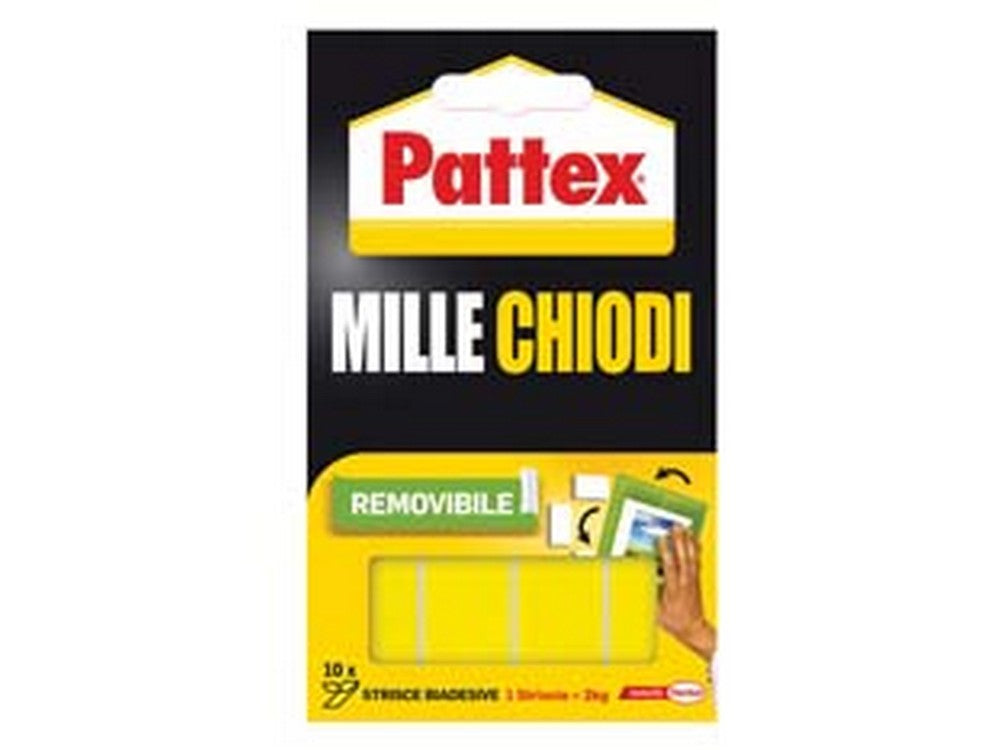 pattex millechiodi biadesivo removibile - 10 strisce mm.40x20 fer258029