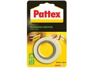 12pz pattex nastro biadesivo soffice - mm.25h in rotoli da mt.1,5 fer279826