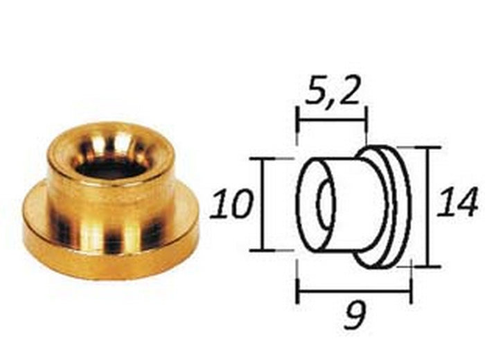 10pz passafilo in ottone per testine con sede - ? mm.9, ? esterno mm.14 fer281713