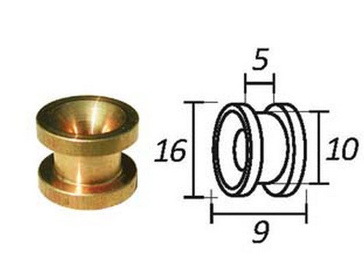 5pz passafilo in ottone per testine con sede - ? mm.9, ? esterno mm.16 cod:ferx.fer281720