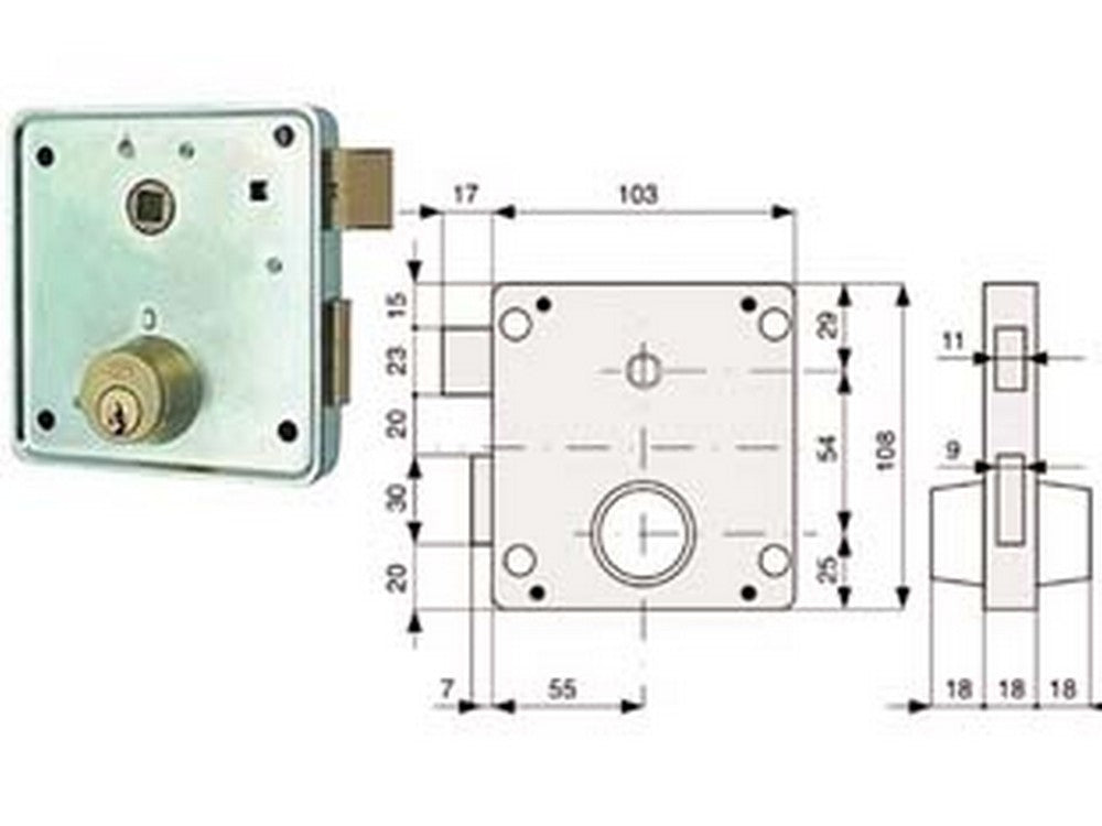 2pz serrat. applic. cancelli 2 mandate e scrocco separato + quadro cilindro fissi 433 - mm.55 (433.55.1) dx fer283946