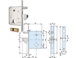 2pz serratura infilare cancelli scorrevoli gancio+contropiastra mm.130h 573 - mm.58 (573580) fer284066