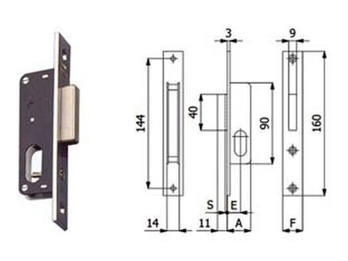 serrature da infilare per montanti solo catenaccio 355 - mm.15 (355) fer301732