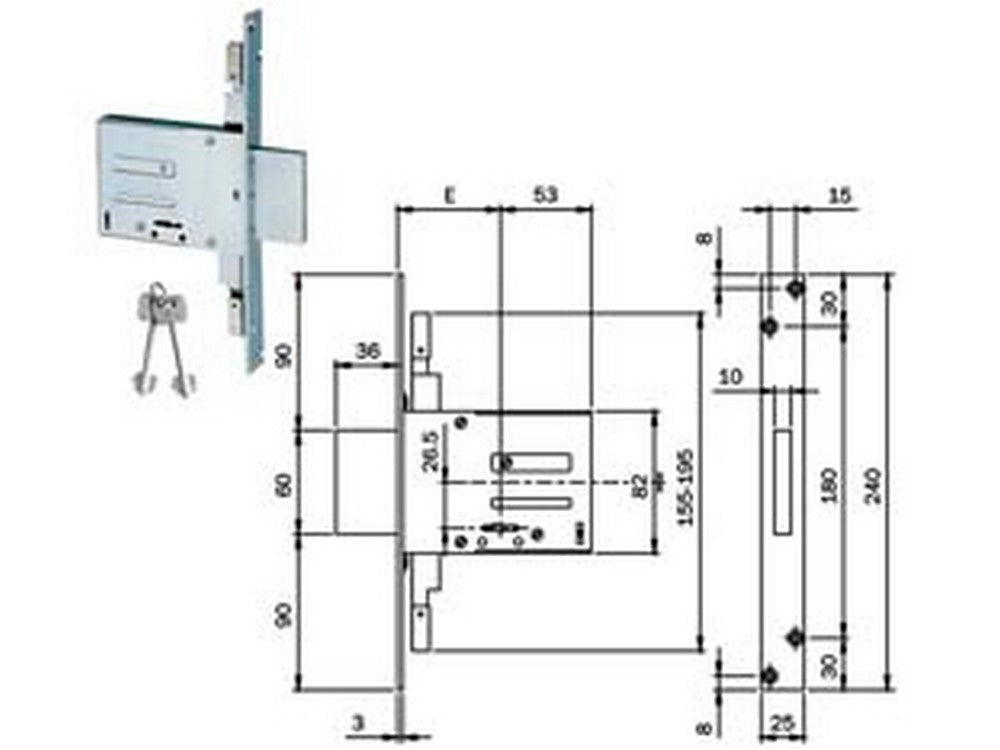 serrature triplice da infilare doppia mappa 663301 - mm.70 (663301704) fer321204