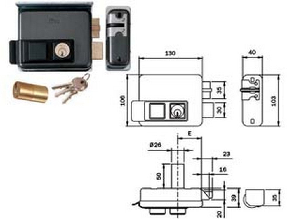 elettroserratura per cancelli con tetto foro vairabile 53n515 - mm.50-80 sx (53n5152) fer321471