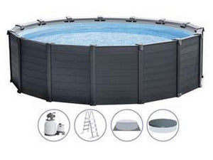 piscina "graphite grey" rotonda con tel. portante con pompa cm.478x124h. - capacit? lt.16805 - peso kg.198,7 (26384) fer336833