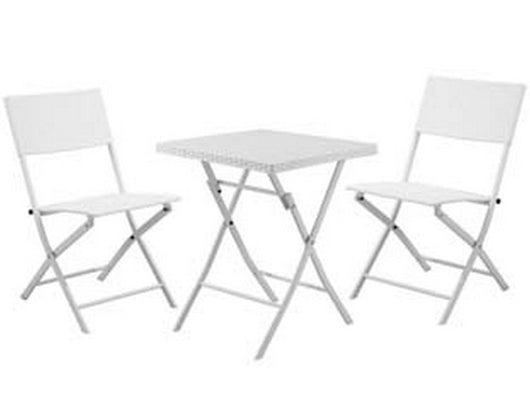 set giardino "fold white" in rattan sintetico pp tre pezzi fer378178