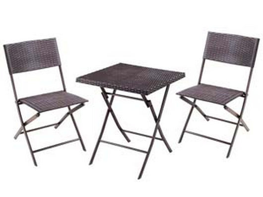 set giardino "fold black" in rattan sintetico pp tre pezzi fer378185