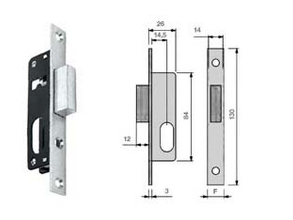 serratura da infilare per montanti cilindro ovale solo catenaccio n9140015 - mm.14,5 (n9140015000) fer380829