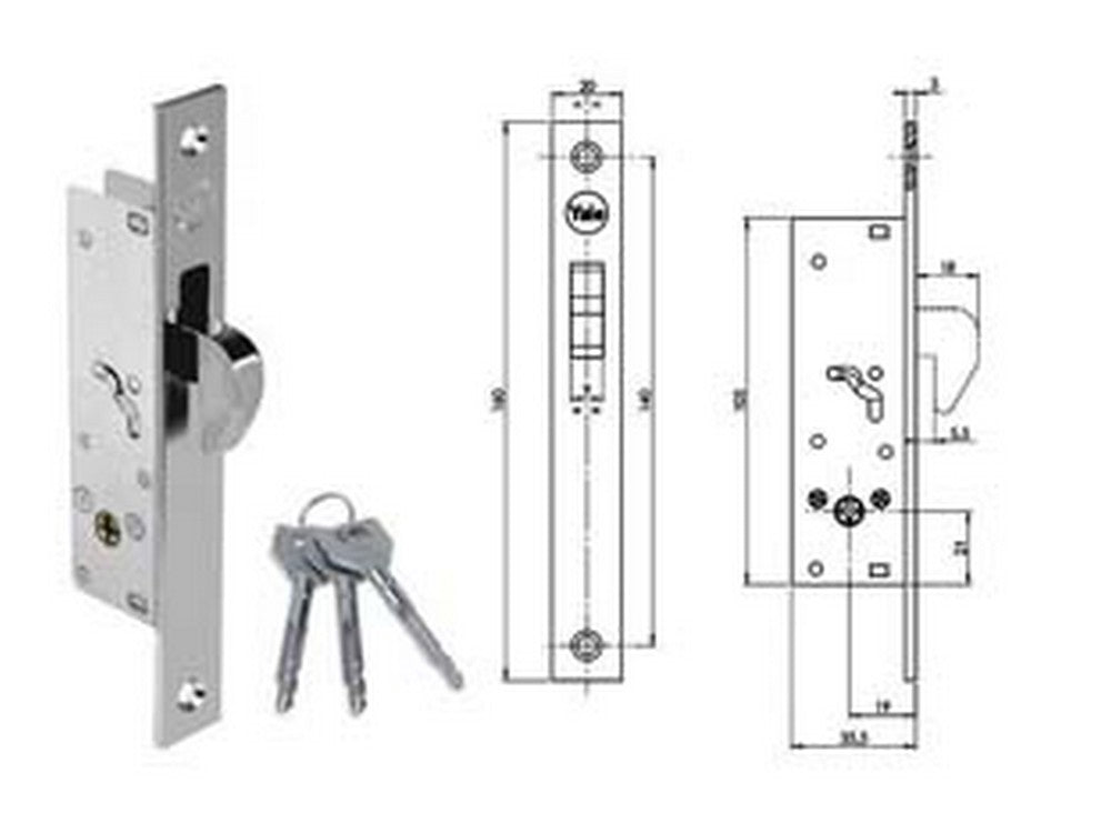 serratura da infilare per montanti a gancio chiave a croce f5815 - mm.20 (yf5815) fer380850