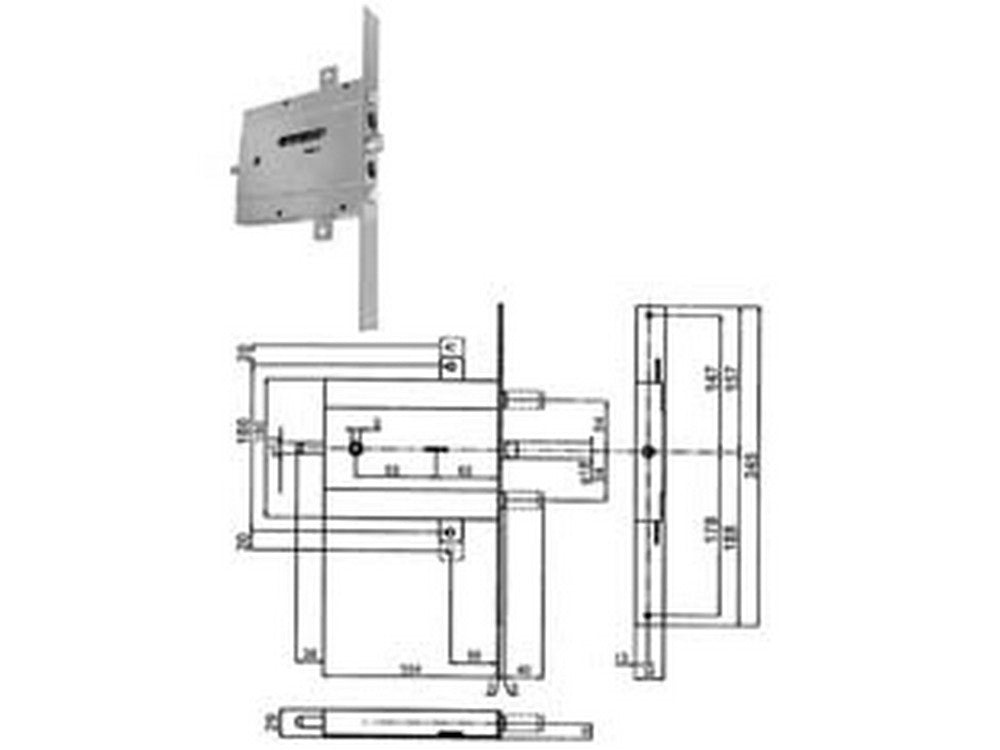 serratura triplice da infilare per porte blindate doppia mappa 133y5 - sx (y133y565280) cod:ferx.fer381079