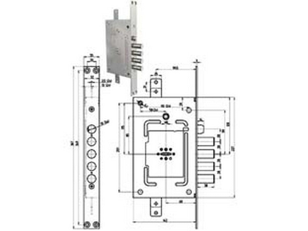 serratura triplice infilare con scrocco doppia mappa blindate revers. 2650 - chiave mm.116 (2650-03) fer384377