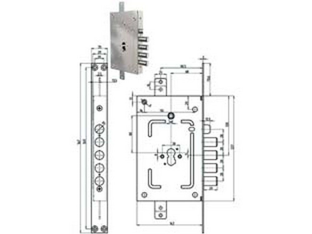 serratura triplice applic. con scrocco cilindro europ. blindate rev. 2655 pe (2) - (2655pen-02) cod:ferx.fer384476