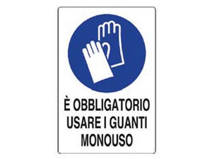 10pz cartello "e' obbligatorio usare i guanti monouso" - cm.20x30h. in plastica fer388900