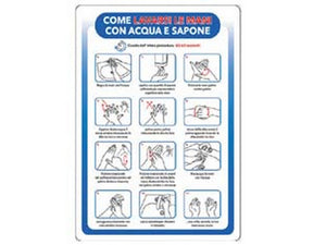 10pz cartello "come lavarsi le mani" - cm.35x50h. in plastica cod:ferx.fer388962