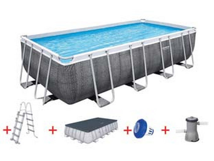 piscina power steel rettangolare con telaio portante cm.488x244x122h. - kg.95,5- lt.11.532- filtro cartuccia (art.56996) fer391443