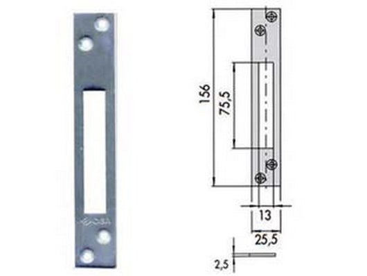 5pz contropiastra per serrature infilare profilati in ferro 06232 00 - mm.156x25,5 spessore mm.2,5 (06232 00) fer394383