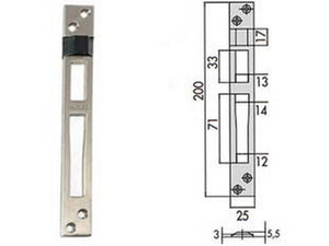 contropiastre per serrature infilare profilati in alluminio 06462 01 - mm.25x200, spessore mm.5,5 (0646201) fer394420