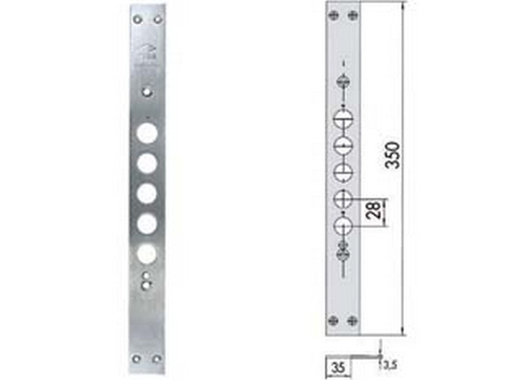 contropiastra per serrature porte blindate 06221 00 - mm.35x350, spessore mm.3,5 (0622100) cod:ferx.fer394444