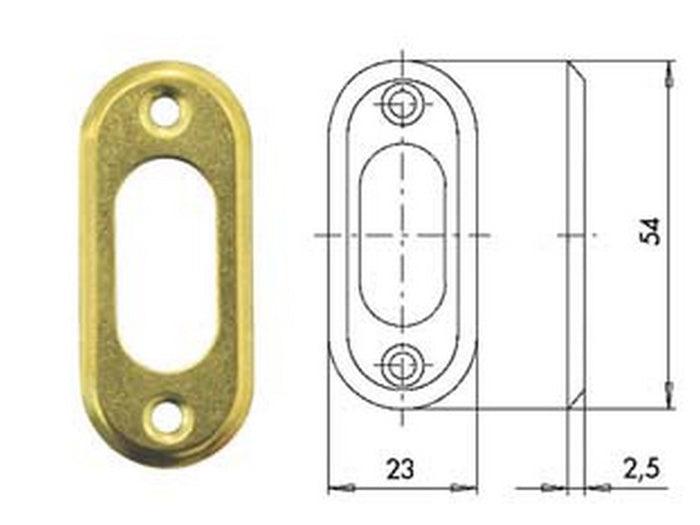 10pz bocchetta in ottone per cilindri ovali 06027 00 - mm.23x54, spessore mm.2,5 (06027000) cod:ferx.fer394536