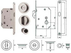 kit serratura per porte scorrevoli b. tondo cr. satinato e0262n51 - mm.50 frontale con incontro cromo sat. cod:ferx.fer399715