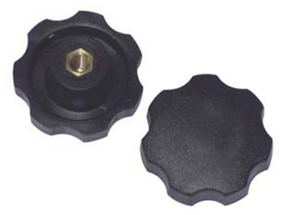 10pz volantino con bussola in ferro filettata in abs nero - ? volantino mm.40, bussola m8 fer400909