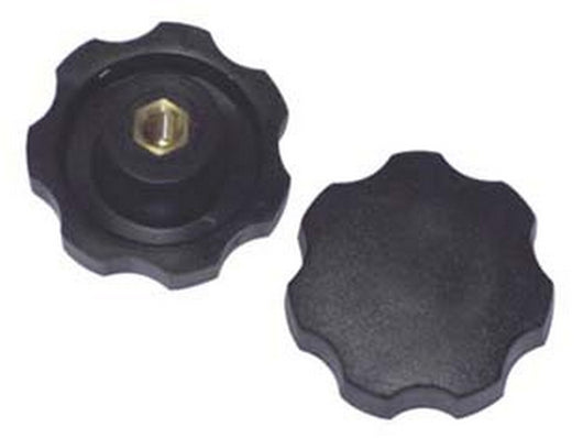 10pz volantino con bussola in ferro filettata in abs nero - ? volantino mm.30, bussola m6 fer400879