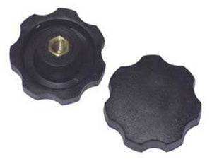 10pz volantino con bussola in ferro filettata in abs nero - ? volantino mm.50, bussola m10 fer400916