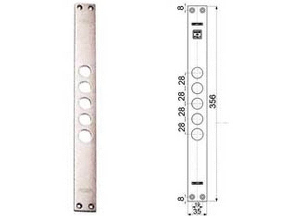 contropiastre per serrature porte blindate 94254 - interasse mm.37, mm.35x356x3 (942540037) fer402224