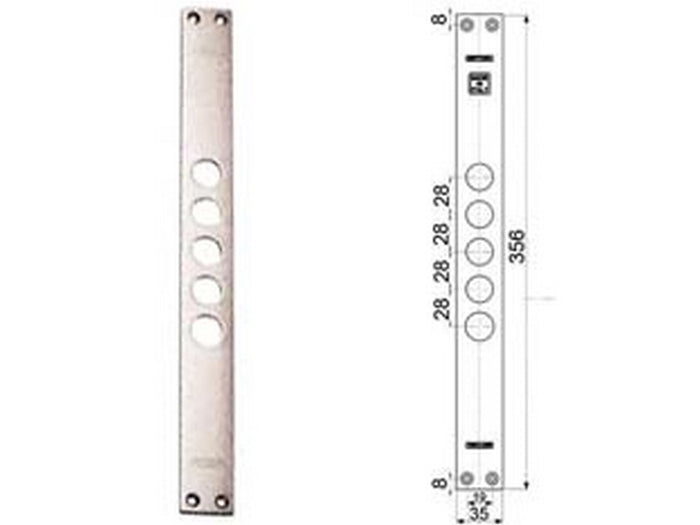 contropiastre per serrature porte blindate 94254 - interasse mm.28, mm.35x356x3 (942540028) fer402217